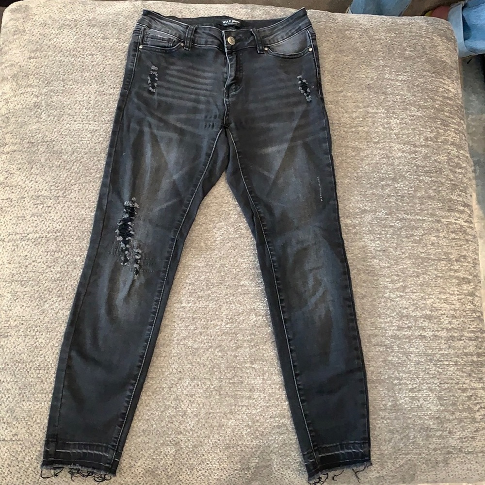 Distressed black jeans